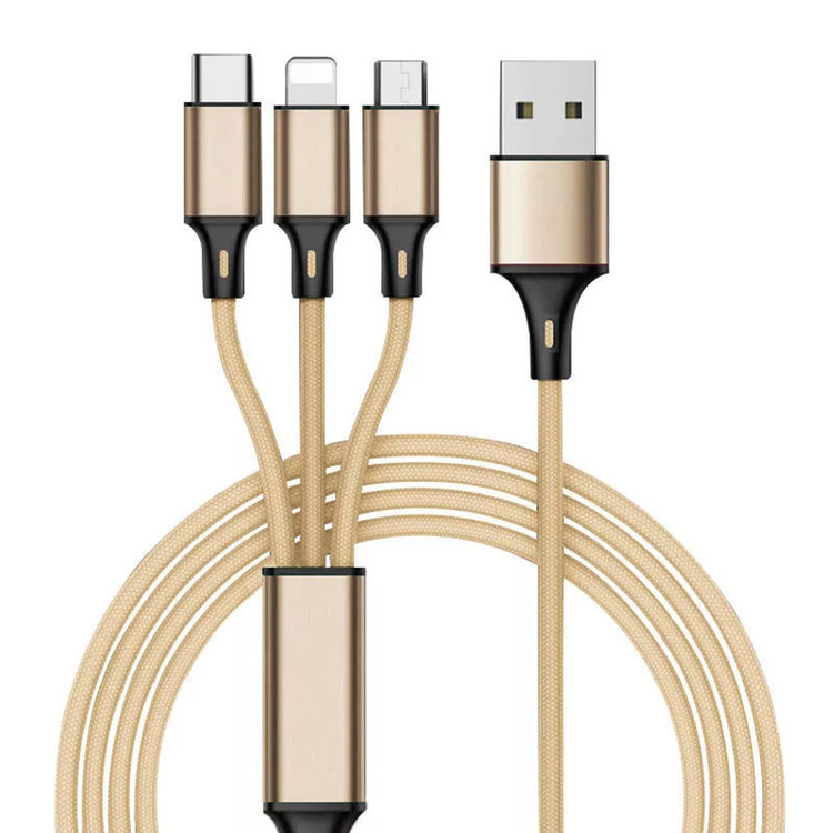 کابل تبدیل USB به microUSB / USB-C / لایتنینگ گلکسبیت مدل GB 3 in 1 طول 1 متر