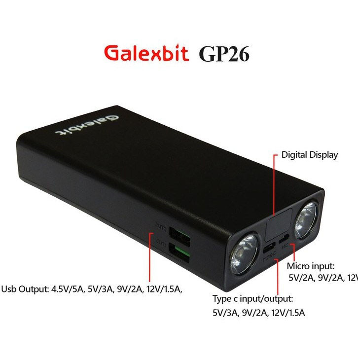 پاوربانک گلکسبیت مدل GP26 PD ظرفیت 20000 میلی آمپر ساعت