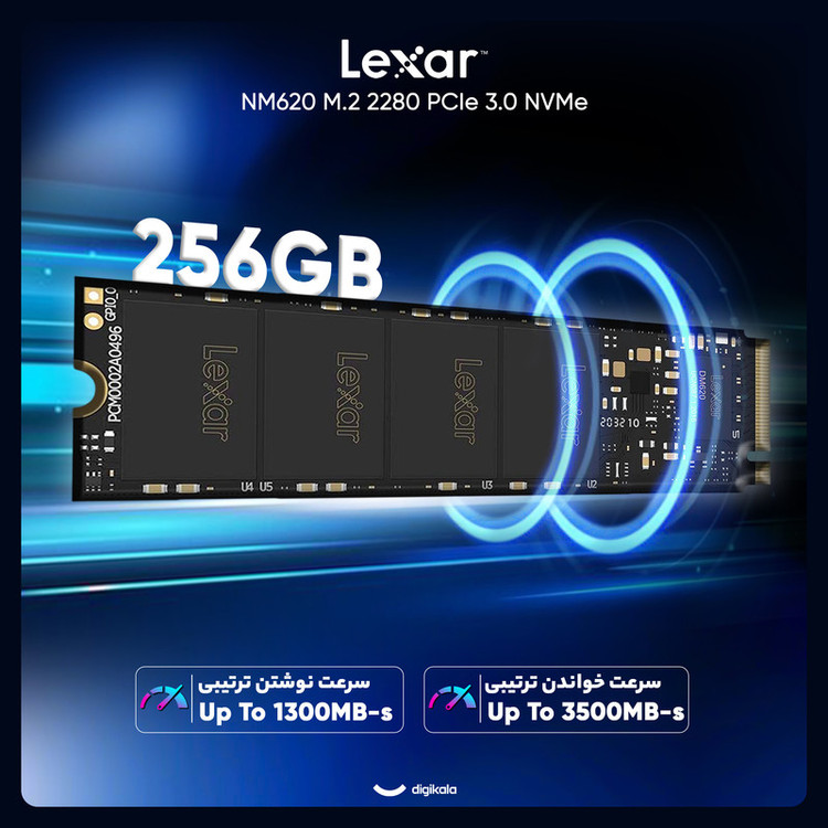اس اس دی اینترنال PCIe Gen3 x4 لکسار مدل NM620 ظرفیت 256 گیگابایت استوک