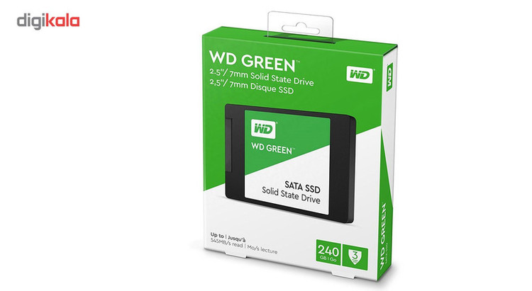 اس اس دی اینترنال SATA III وسترن دیجیتال مدل Green ظرفیت 240 گیگابایت استوک کارکرد 30 ساعت