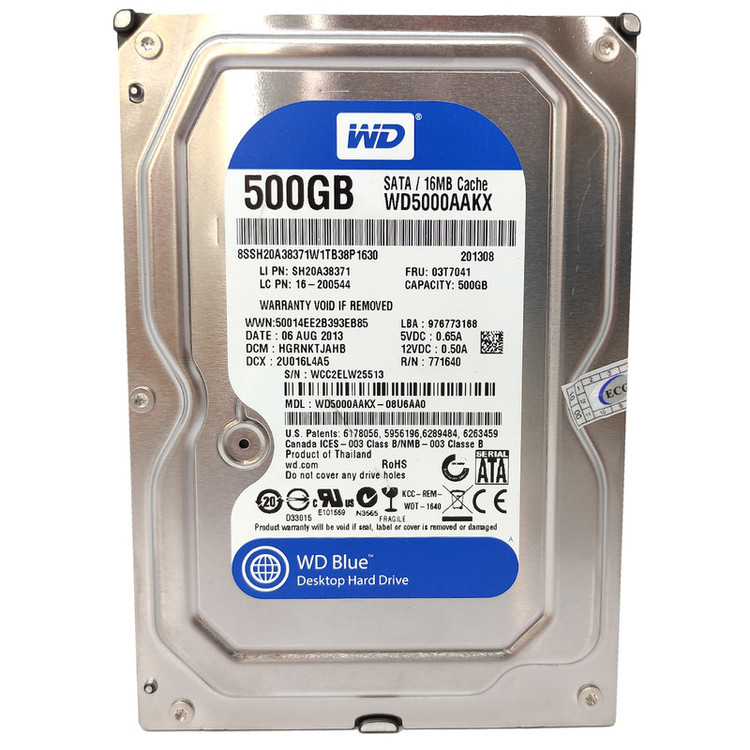 هارد دیسک اینترنال وسترن دیجیتال مدل WD BLUE WD5000AAKX ظرفیت 500 گیگابایت استوک
