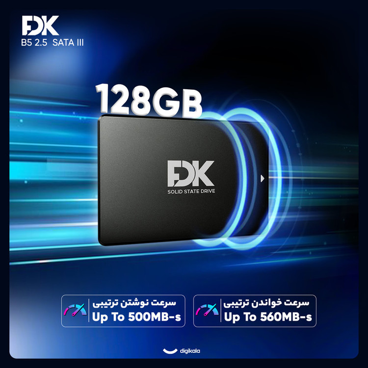 اس اس دی اینترنال SATA III فدک مدل B5 128 gb استوک کارکرد 8 ساعت