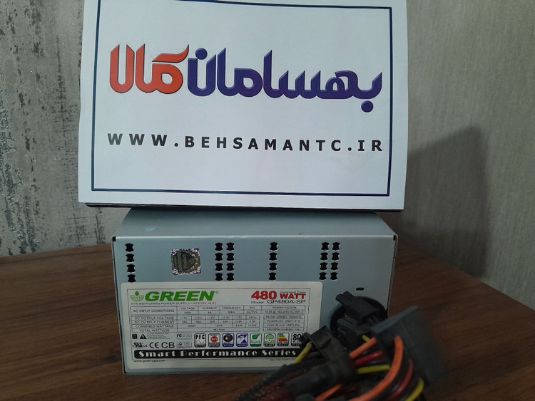 منبع تغذیه کامپیوتر گرین مدل GP480A-SP توان480 وات استوک