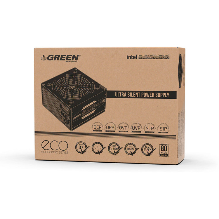منبع تغذیه کامپیوتر گرین مدل GP450A-ECO Rev3.1 استوک در حد نو