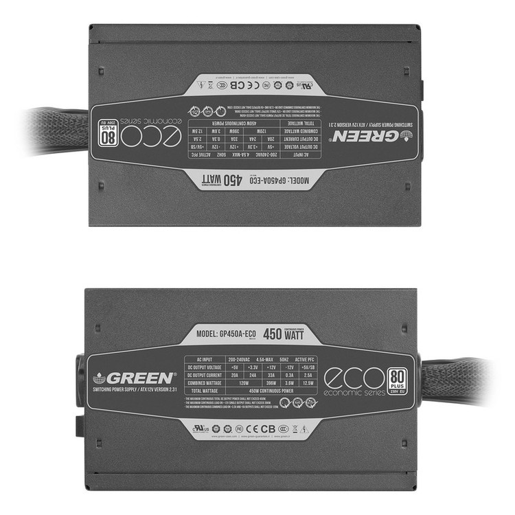 منبع تغذیه کامپیوتر گرین مدل GP450A-ECO Rev3.1 استوک در حد نو